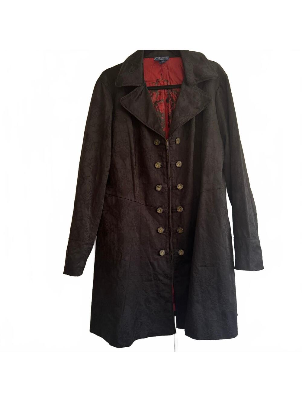 Torrid Once Upon A Time Captain Hook Coat Womens 3 Black Brocade Pirate Cosplay